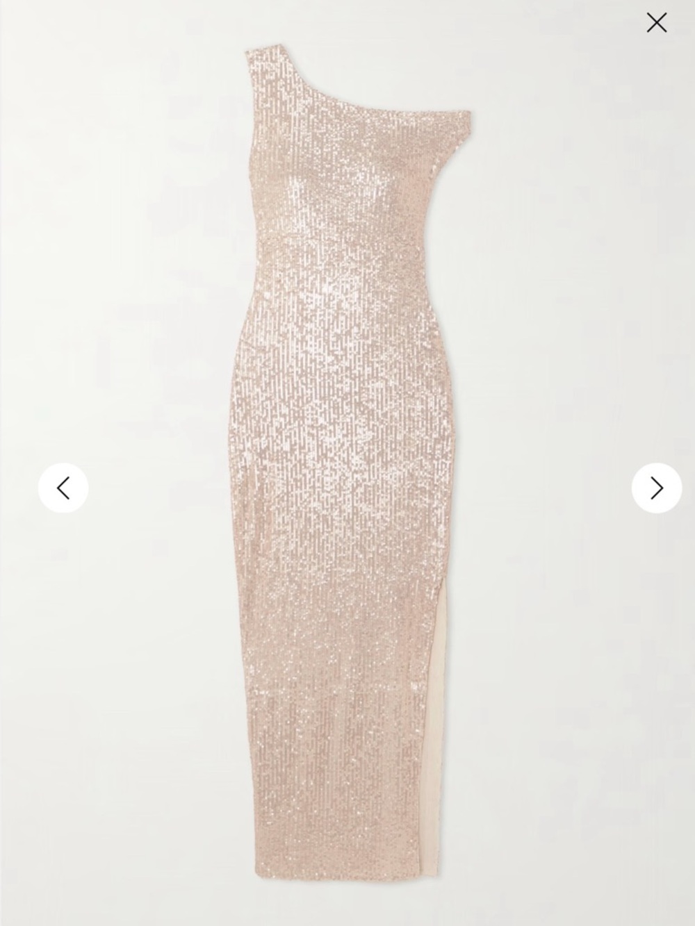NWT’s Norma Kamala One-Shoulder Sequin Bodycon Dress in blush gold size S